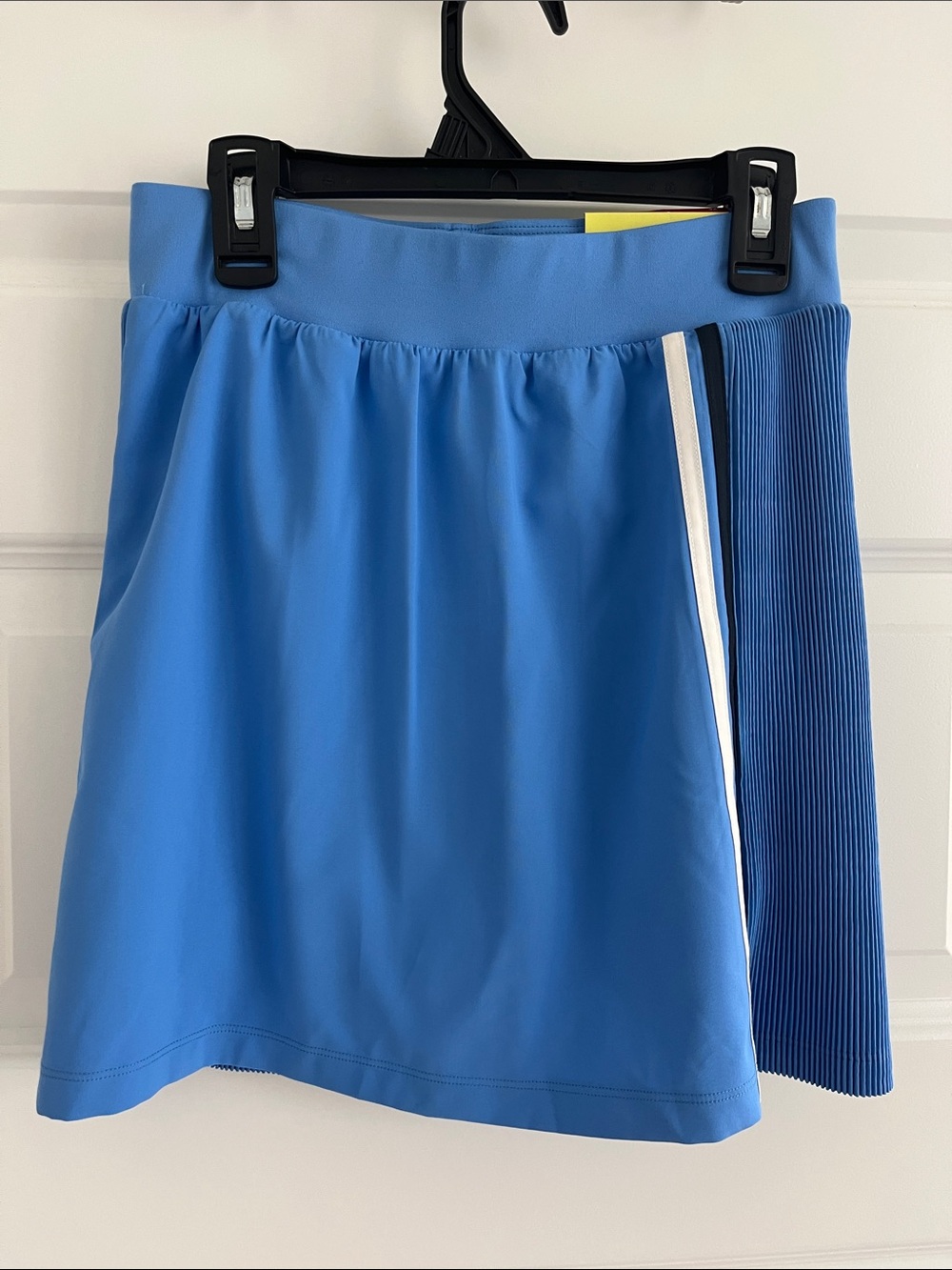 all in motion Blue Mini Skirt with Pleated Side Panel and White Trim